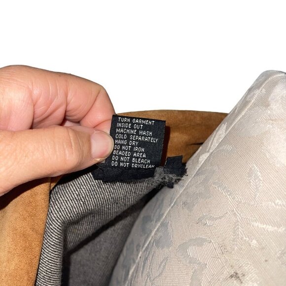 Carole Little Sport Vintage Womens Jacket Size 12 Blue Beaded Denim Leather - Picture 6 of 10